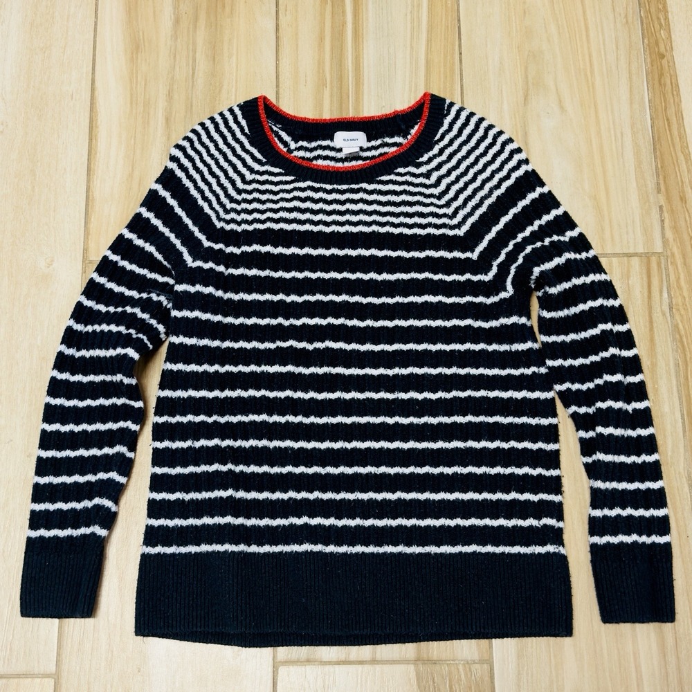 Old Navy Women's Striped Blue/White Pullover Cozy Sweater Size Large